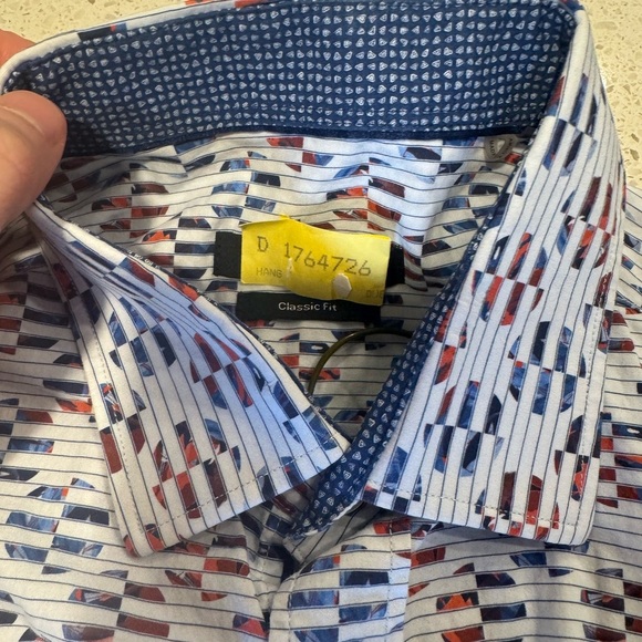 Bugatchi Men Medium Classic Fit Circular Design LS Dress Shirt - Picture 5 of 10